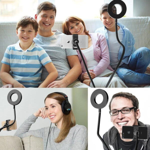 2 in 1 Led Selfie Ring Light with Phone Holder Desk Lamp Lazy Bracket Tabletop Stand 360' Flexible - Image 4